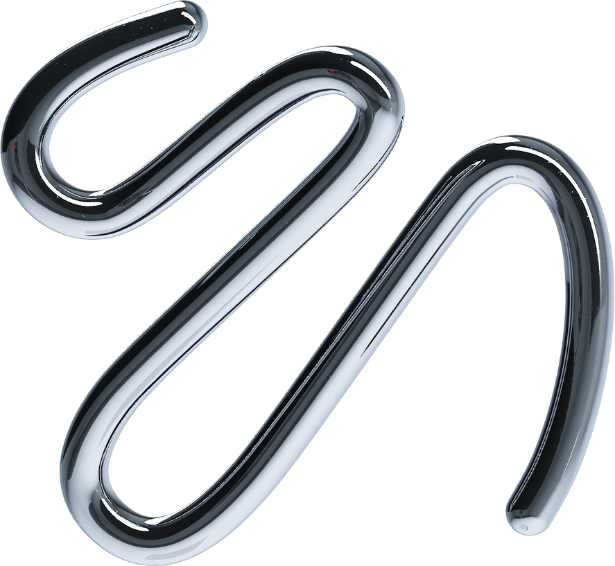 3D Chrome Shape Simple SquiggleBlob